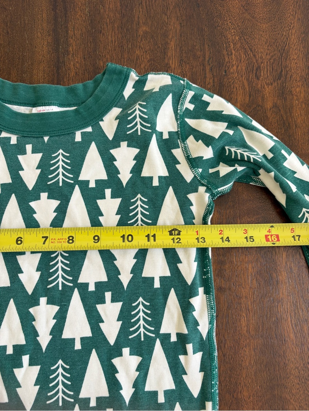 Hanna Andersson Organic Pajamas Size 160 US 14 Green Holiday Christmas Tree - Picture 8 of 9